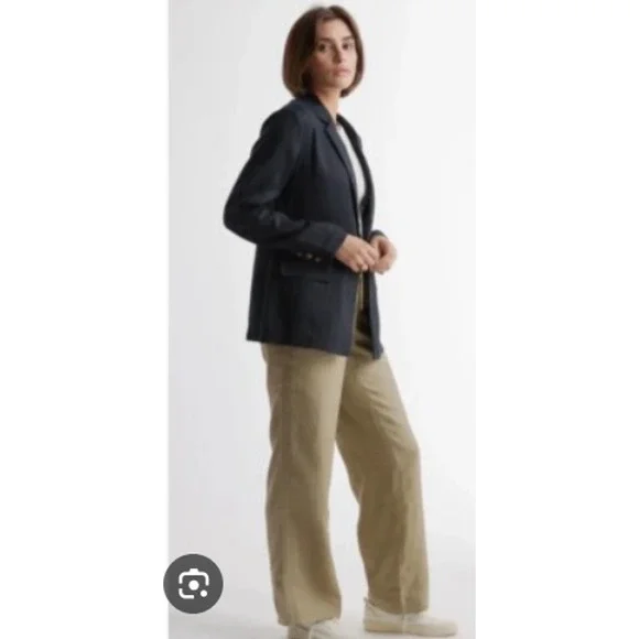 Quince 100% European Linen Blazer Black Size L NWT - Picture 5 of 7